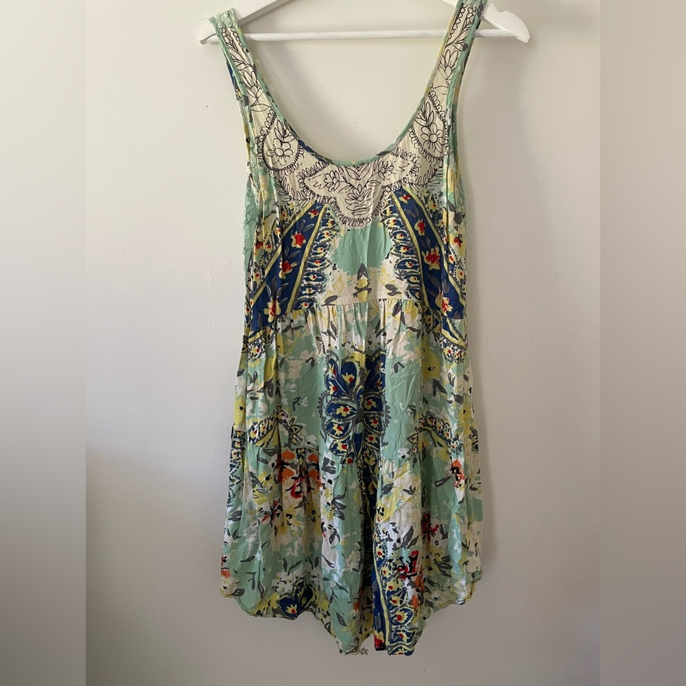 Angie Mint Green Lace Sundress with Floral Trim